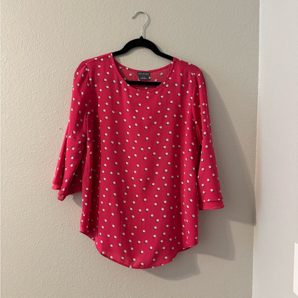 Van Heusen Red Polka Dot Blouse
